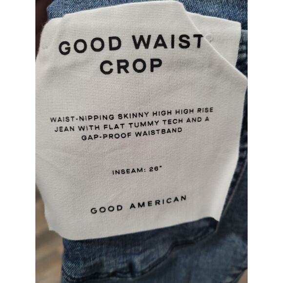 Good American Women's Good Waist Crop Jeans size 2 Distressed #P2 - Picture 5 of 5